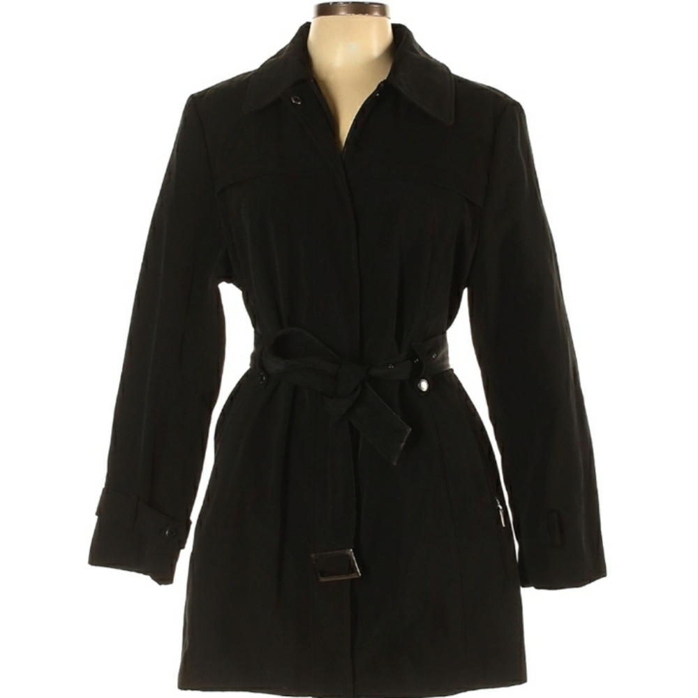 Platinum Women's L Black Trench Coat